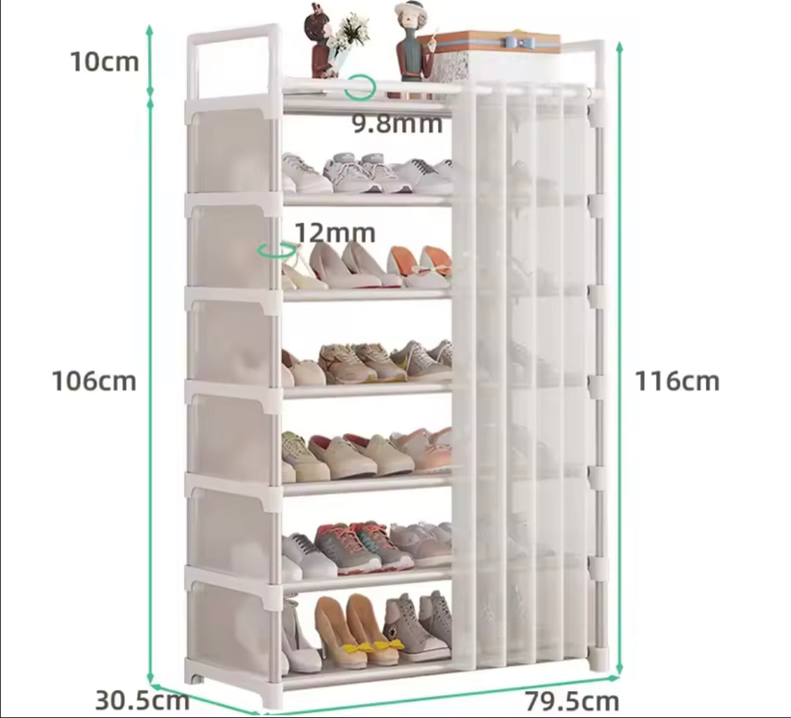Dustproof Shoe Rack With Curtain, Stackable Multilayer Shoe Rack, Space Saving Footwear Organizer, Shoe Rack Organizer Cabinet With Curtain Dustproof Shoe Rack With Curtain, Stackable Multilayer Shoe Rack, Space Saving Footwear Organizer, Shoe Rack Organizer Cabinet With Curtain